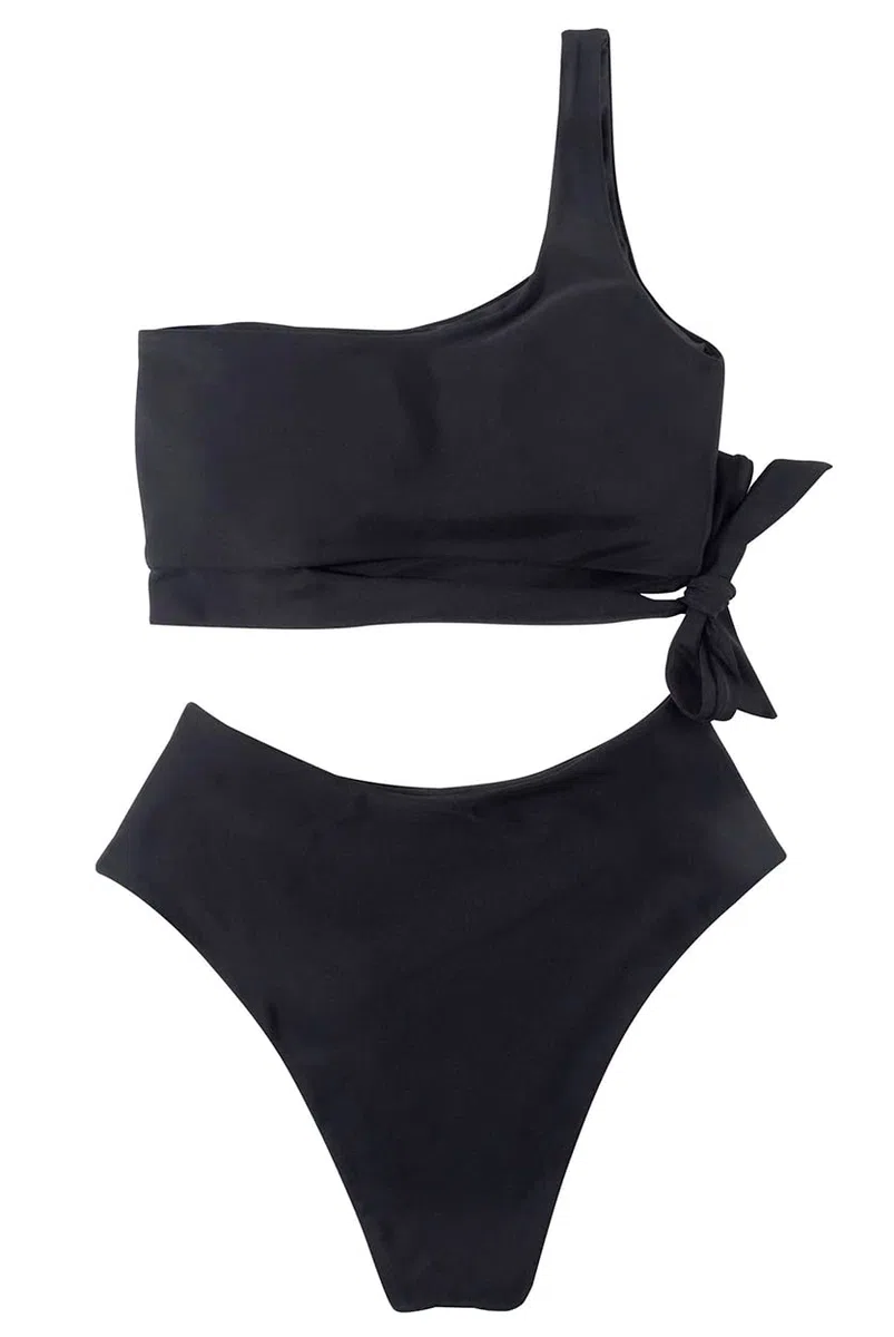 Rayson Donna Vita Alta Costume da Bagno a Due Pezzi Bikini Set Chic Monospalla retrò con Spalline Laterali