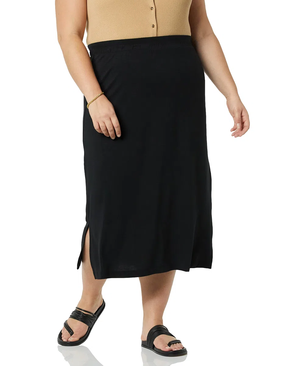 Amazon Essentials Donna Gonna Media in Maglia con Elastico in Vita (Taglie Forti Disponibili)