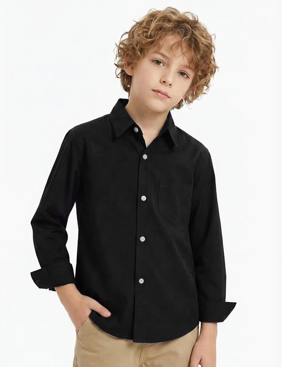 Spring&Gege Ragazzo Camicie a Manica Lunga Cotone Bambini (3-14 Anni)