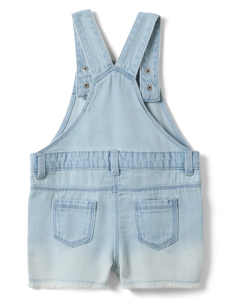 OVS Kids Salopette Corta in Misto Cotone Denim Azzurra da Bimba Regular Fit