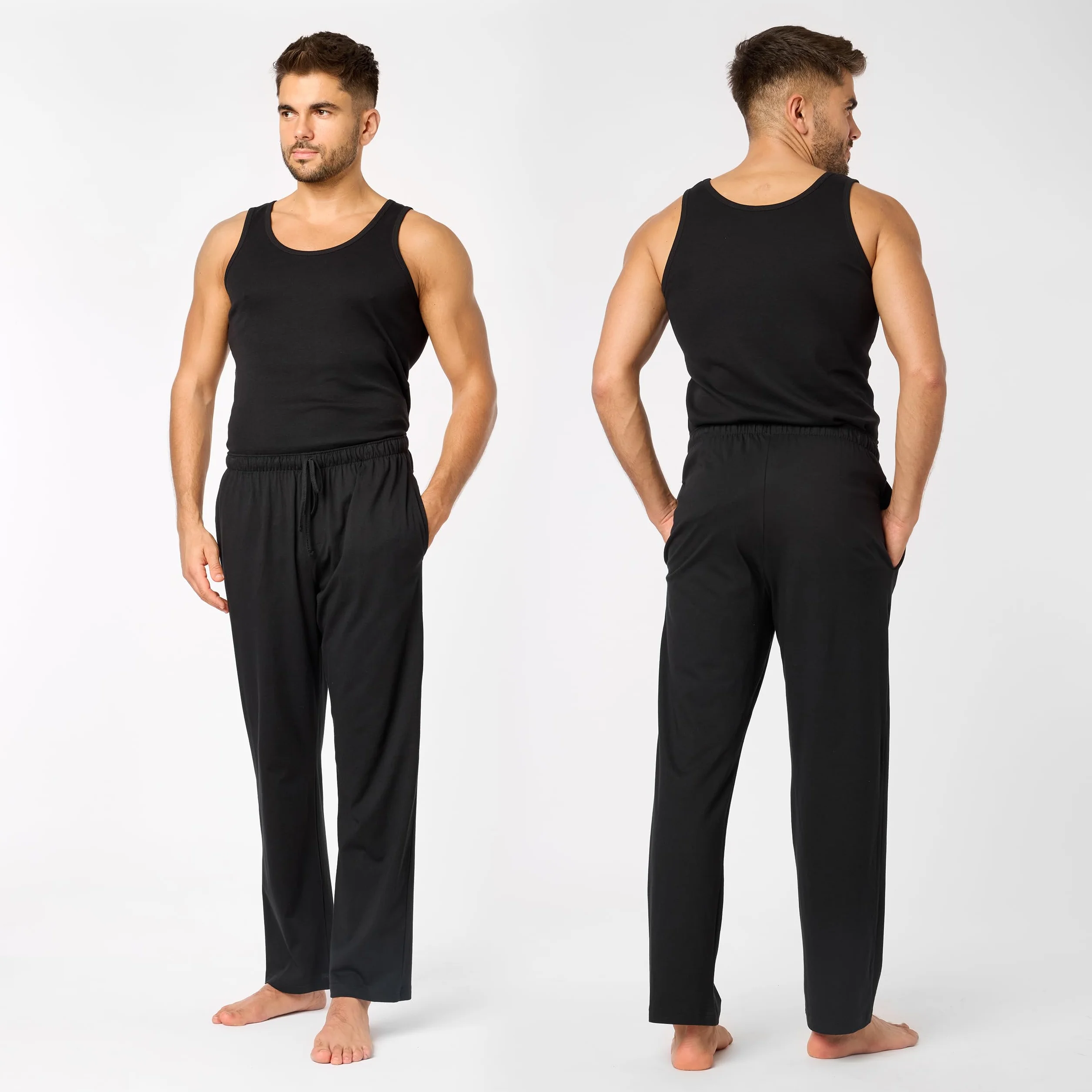 Timone Pantaloni Uomo Pigiama in 100% Cotone Caldo, Lunghi e Leggeri, Abbigliamento da Notte, Tinta Unita e Fantasia a Quadri, con Tasche Laterali TPP-001