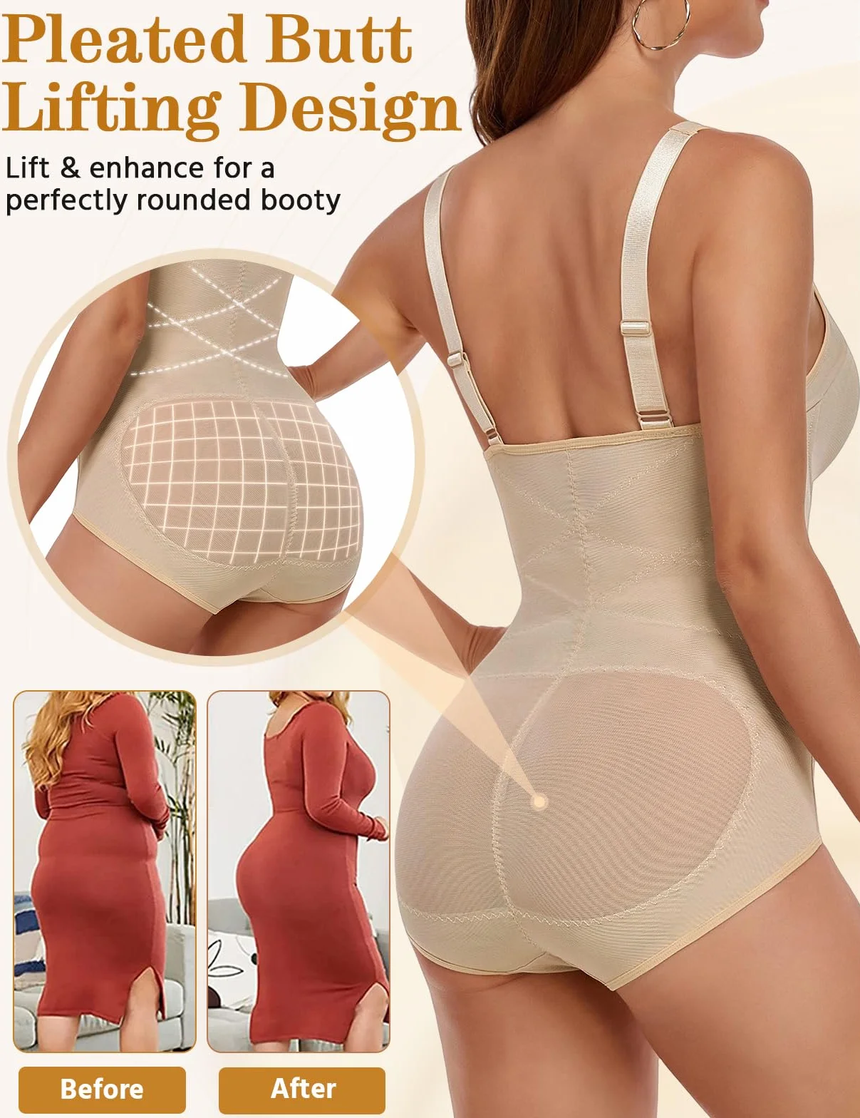 UMIPUBO Body Contenitivo Modellante Donna Pancia Piatta Shapewear Bodysuit Body Mesh Shapewear Dimagrante Intimo Snellente Shaper V Collare Sexy Bustier Spallacci Larghi