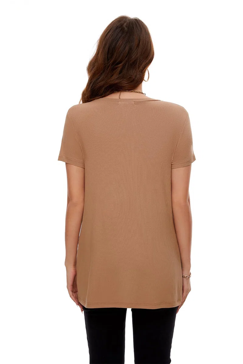 Smallshow Abbigliamento Premaman Donna Side Split Magliette e Top maternità,Brown,M