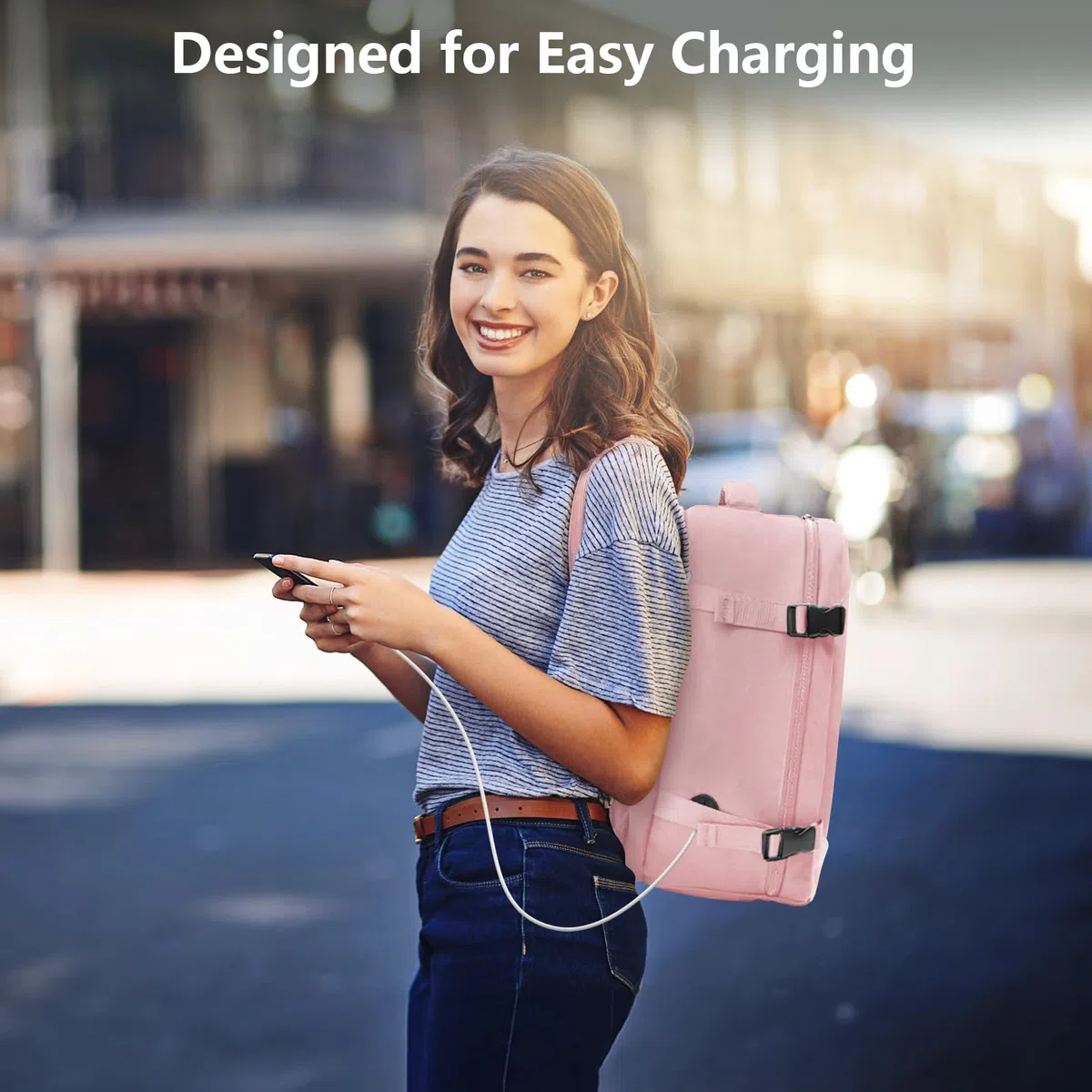 KIRFEIHT Zaino da Viaggio 40x30x20 per Ryanair 24L Bagaglio a Mano Aereo Piccolo - Borsa da Viaggio per Cabina, Zaini Universali per Uomo e Donna per Scuola Trekking Lavoro - Rosa