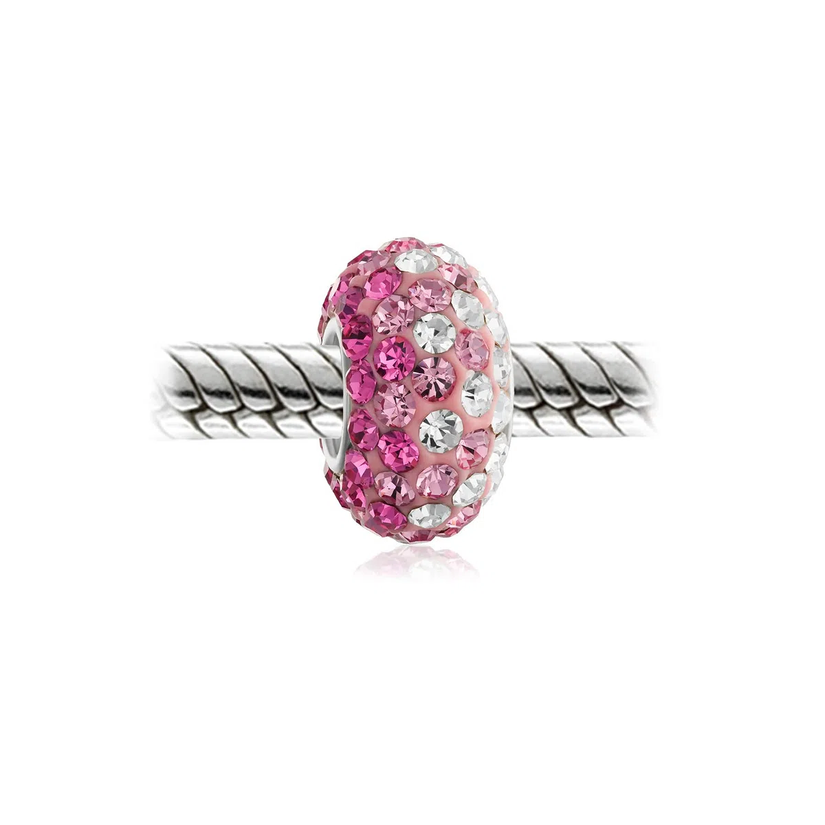 Bling Jewelry Set di due distanziatori in cristallo sfumati rosa chiaro magenta con anima in argento sterling .925 adatti per braccialetti con charm europei per donne e adolescenti.