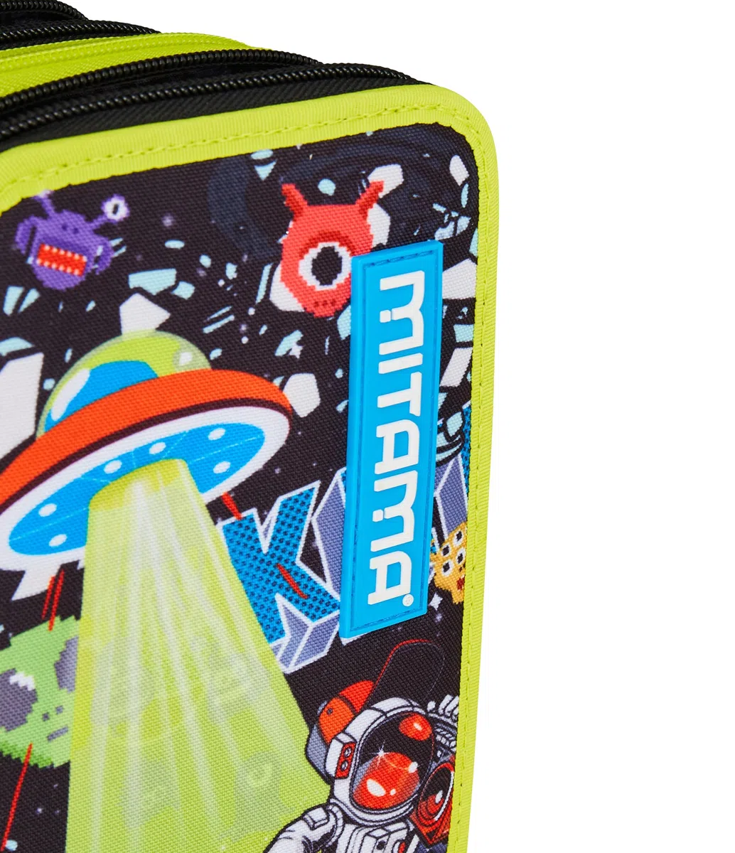 Mitama Astuccio Scuola 3 Scomparti, DISCO SPACE, Astuccio scuola attrezzato, 47 pezzi, Per bambini e ragazzi, Scuola elementare e media, Tempo libero