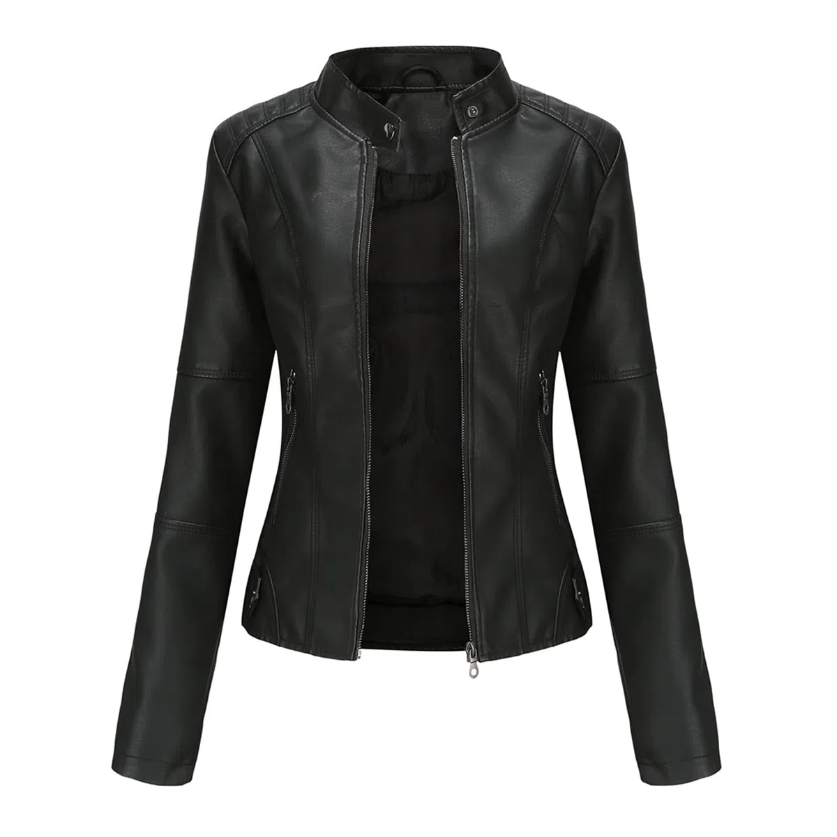 Giacca da motociclista da donna, taglia 20/18/16, giacca da donna in pelle PU slim fit, giacca da motociclista sottile, cappotto corto per autunno e primavera
