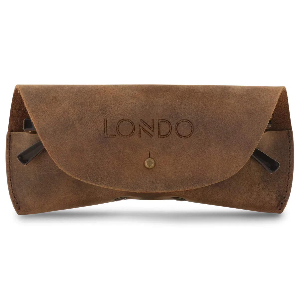 LONDO Genuine Leather Eyeglass Case with Button Closure