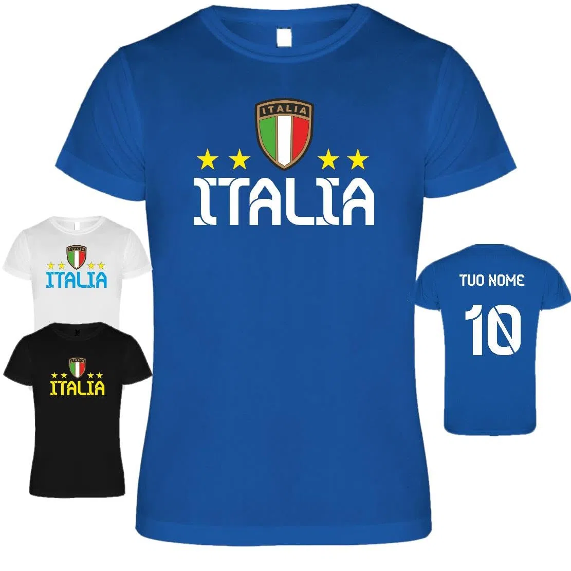 T-Shirt Calcio Italia Maglia Tecnica Unisex Traspirante Tessuto Interlock 100% Poliestere | Sport Running Palestra | Personalizzabile con Nome e Numero Manica Corta PS 27788-001