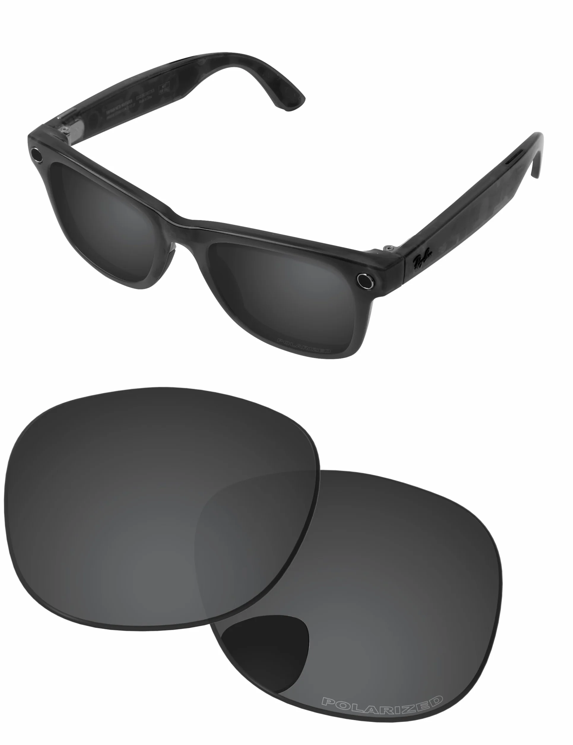 Lenti di ricambio per occhiali Ray-Ban Meta Wayfarer Gen 2 RW4012 53 mm AI, fotocromatiche, anti-appannamento e anti luce blu