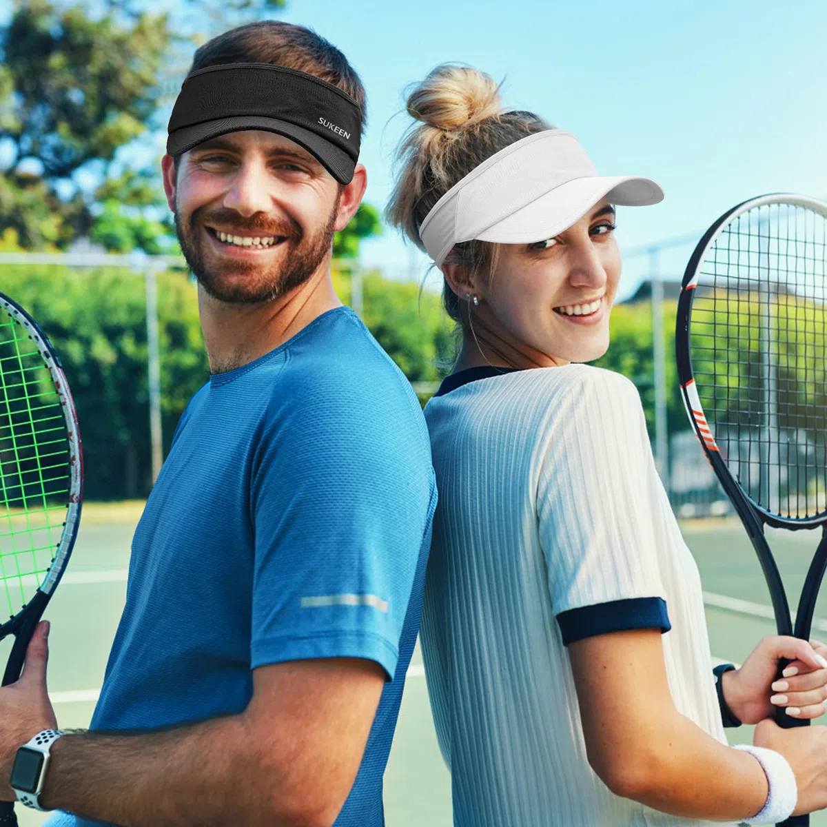Sukeen Cappello con visiera parasole ad asciugatura rapida, UPF 50+, protezione solare UV, per donne e uomini, cappello da corsa, cappello da golf, visiera elastica fresca con fascia traspirante per