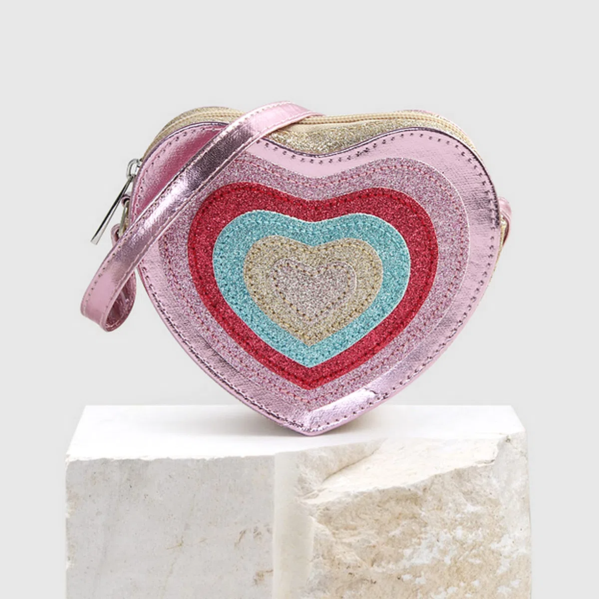 Milya DE - Borsa a tracolla in pelle PU a forma di cuore con fiocco principessa, mini borse, per bambini a tracolla