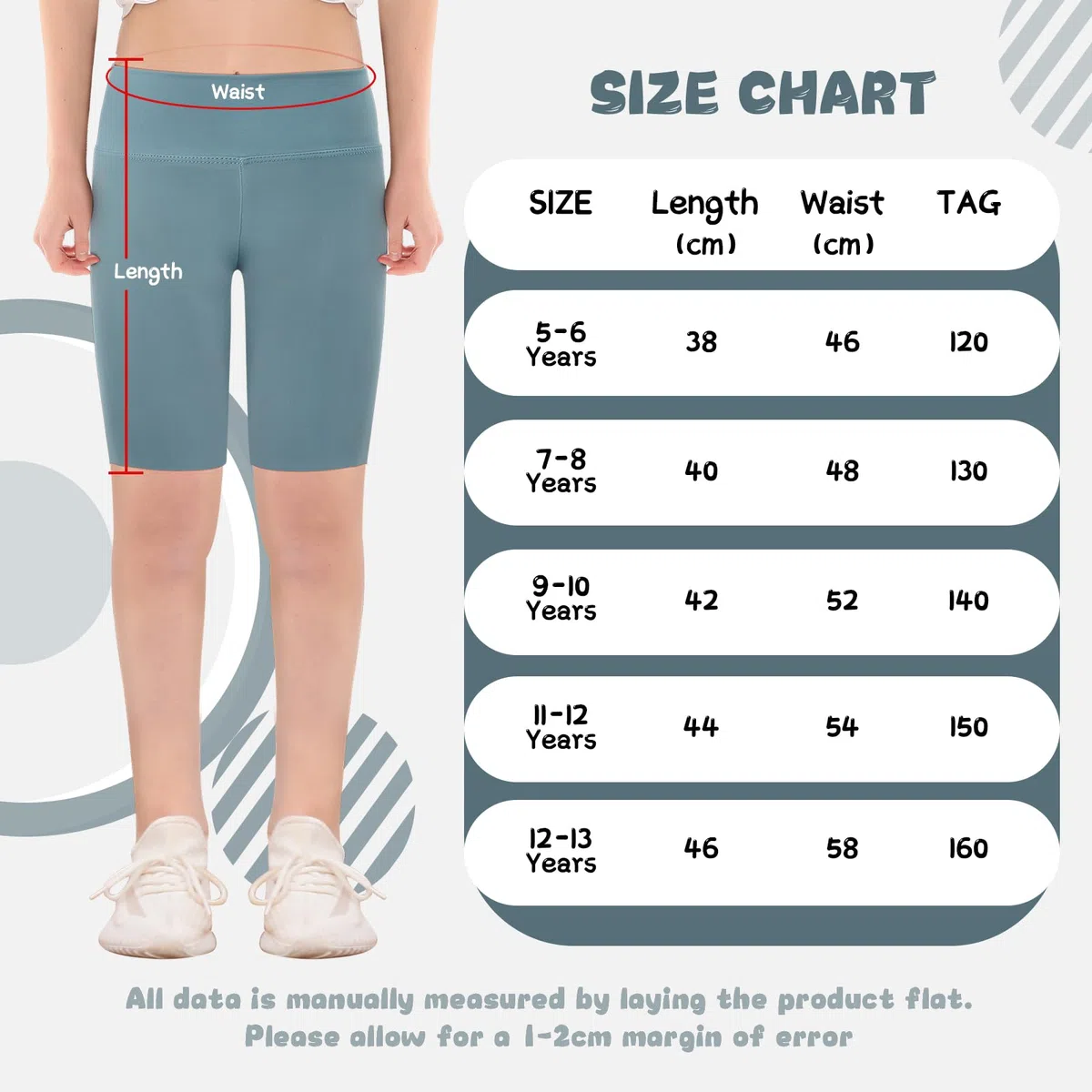 KAKU NANU 3 pantaloncini da ciclismo da bambina, 5-13 anni, lunghezza al ginocchio, leggings per danza, scuola, palestra, estate, nero, grigio, blu, rosa