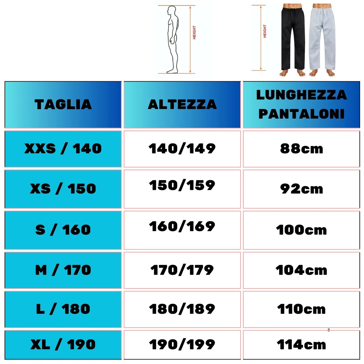 Pantaloni Cotone Allenamento Arti Marziali Karate Kungfu Wushu Jujitsu Judo Tai Chi