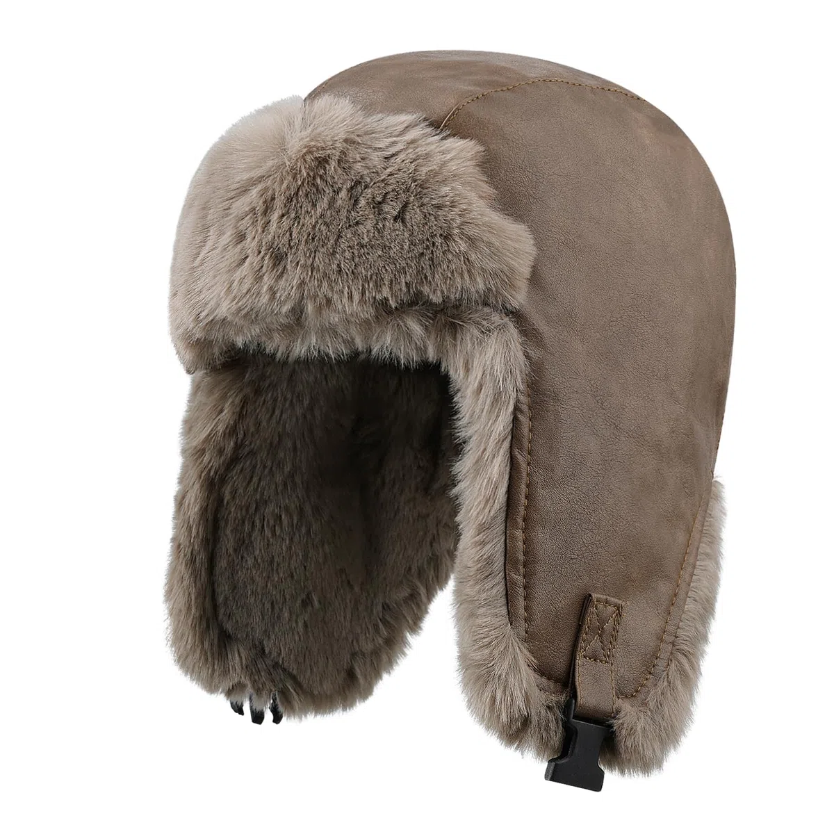 CLAPE Cappello Aviatore Uomo Donna Colbacco in Finta Pelle Cappello Caldo Invernale con Paraorecchie Impermeabile Cappello Ushanka