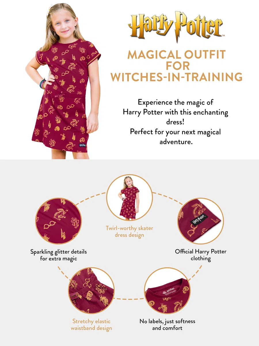 Harry Potter Vestito Bambina | Abito Estivo in Morbido Cotone Vestiti