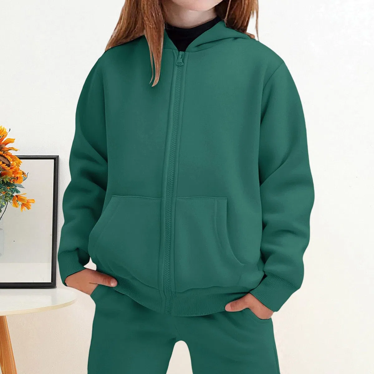 Fulidngzg Tuta Bambina Ragazza Invernale 3-14 Anni 2 Pezzi Felpa Pile con Zip Cappuccio e Pantaloni Sportiva Completo Ginnastica o Tennis Bambino Ragazzo Caldo Casual Elegante per Case All'Aperto