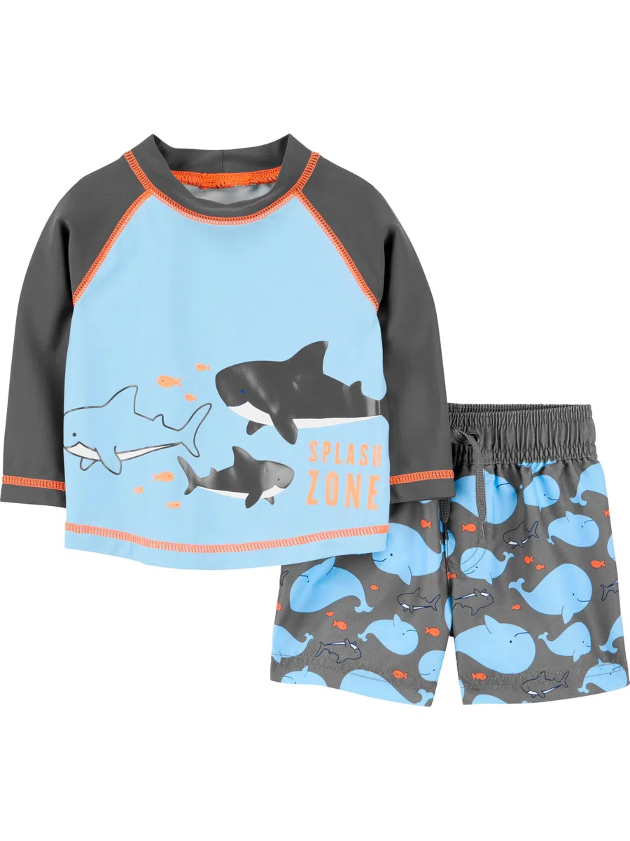 Simple Joys by Carter's Swimsuit Trunk And Rashguard Set Set di Rash Guard Bimbo 0-24 (Pacco da 1)