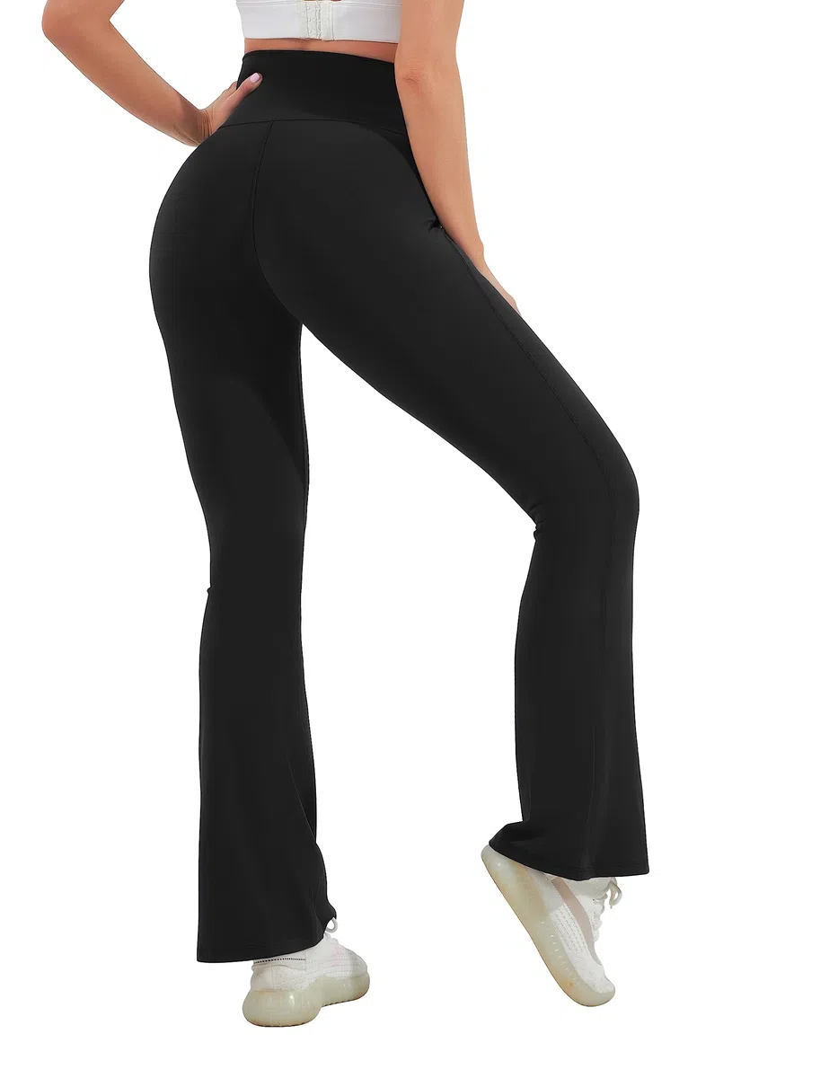 HEGALY Women's Maternity Flare Leggings Over The Belly - Casual Pregnancy Yoga Pants with Pockets Buttery Soft