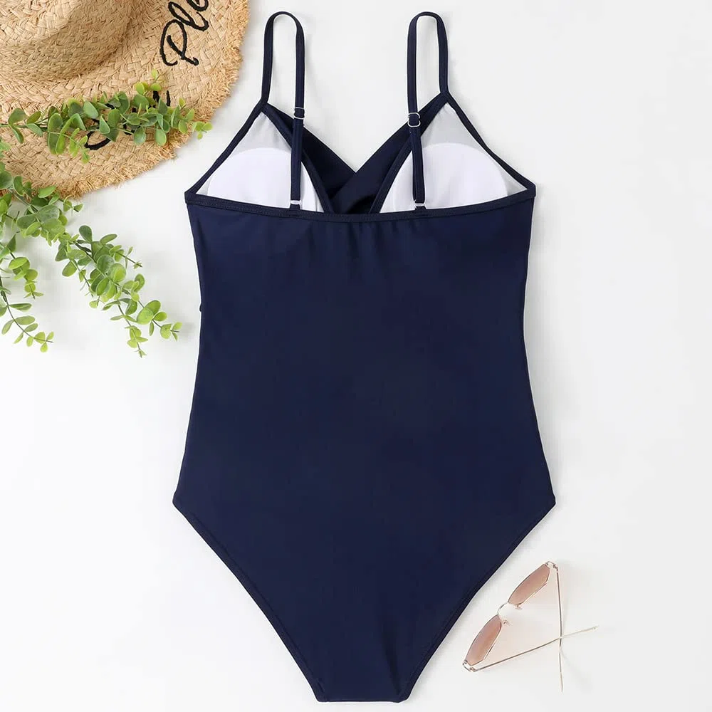 Costume Intero Donna Scollo a V Curvy Costumi da Bagno Contenitivo Intero Modellante Un Pezzo Monokini Mare Piscina Spiaggia Imbottito Costumi Interi Elegante