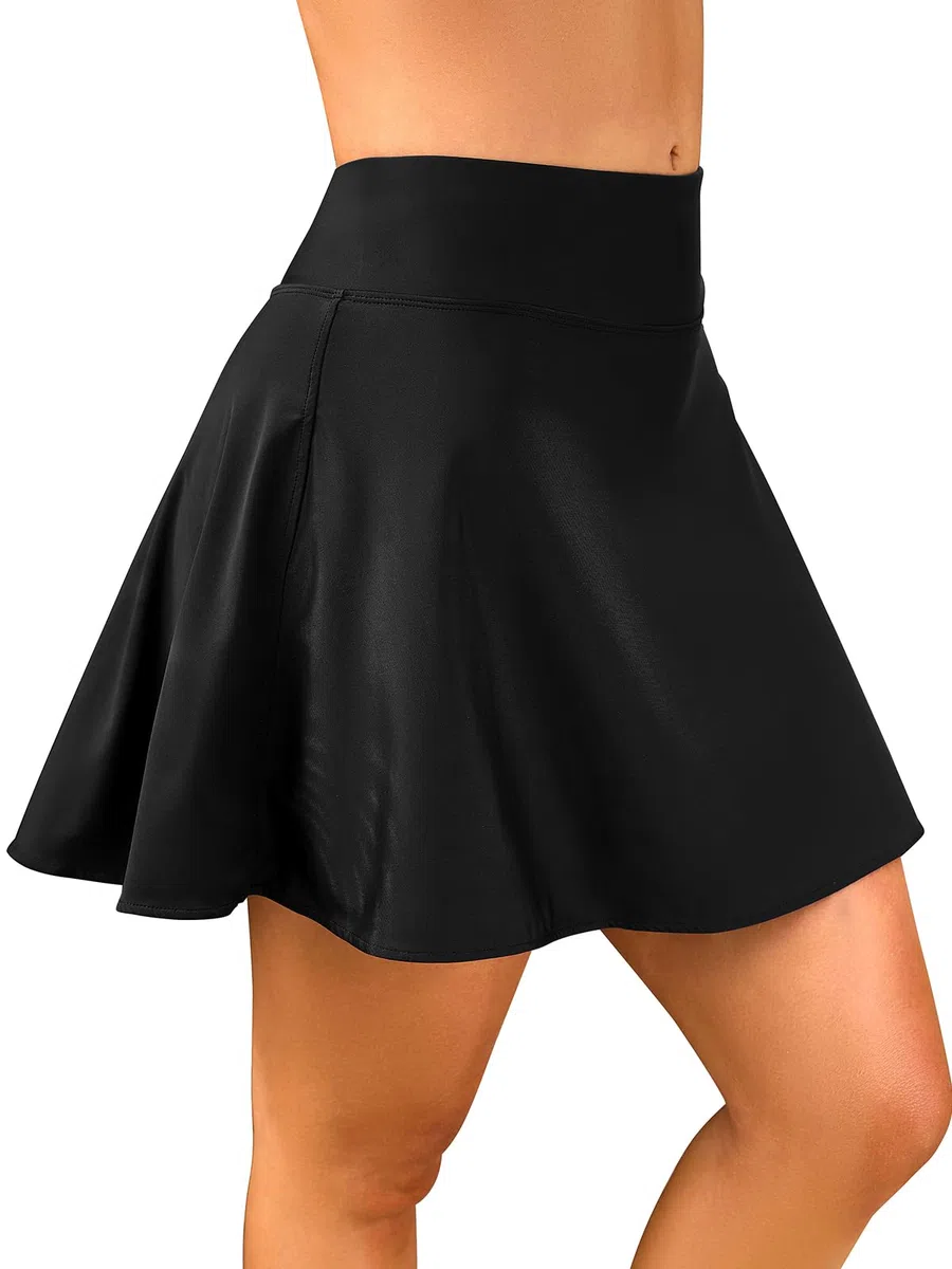 SHEKINI Controllo Addominale Donna Gonna da Nuoto Vita Alta Bikini Gonna da Sportivo Bikini Gonna Corta con Tasca Nascosta