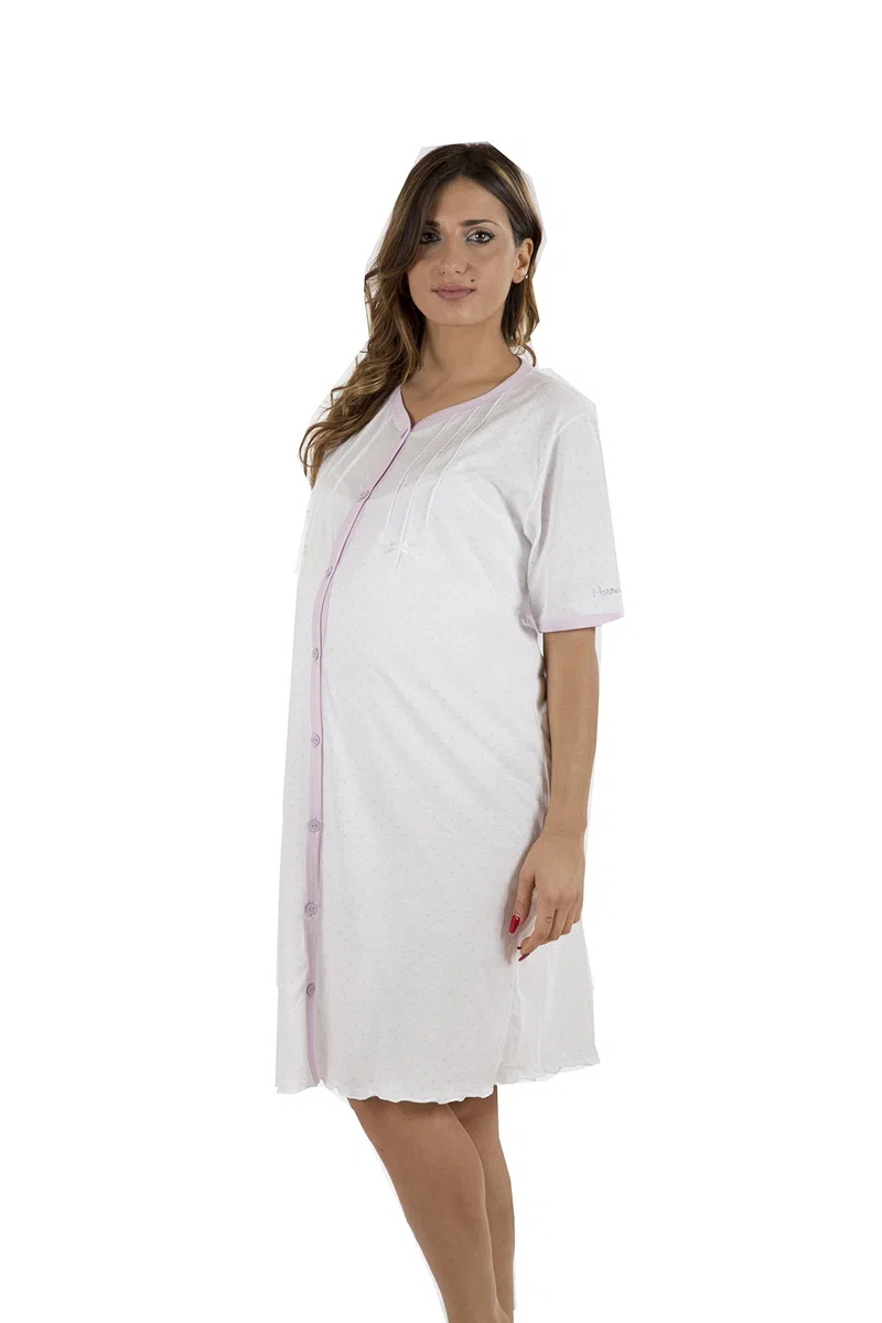 Premamy - Camicia Clinica per Premaman, Modello Aperto Davanti, Cotone Jersey, Pre-Post Parto