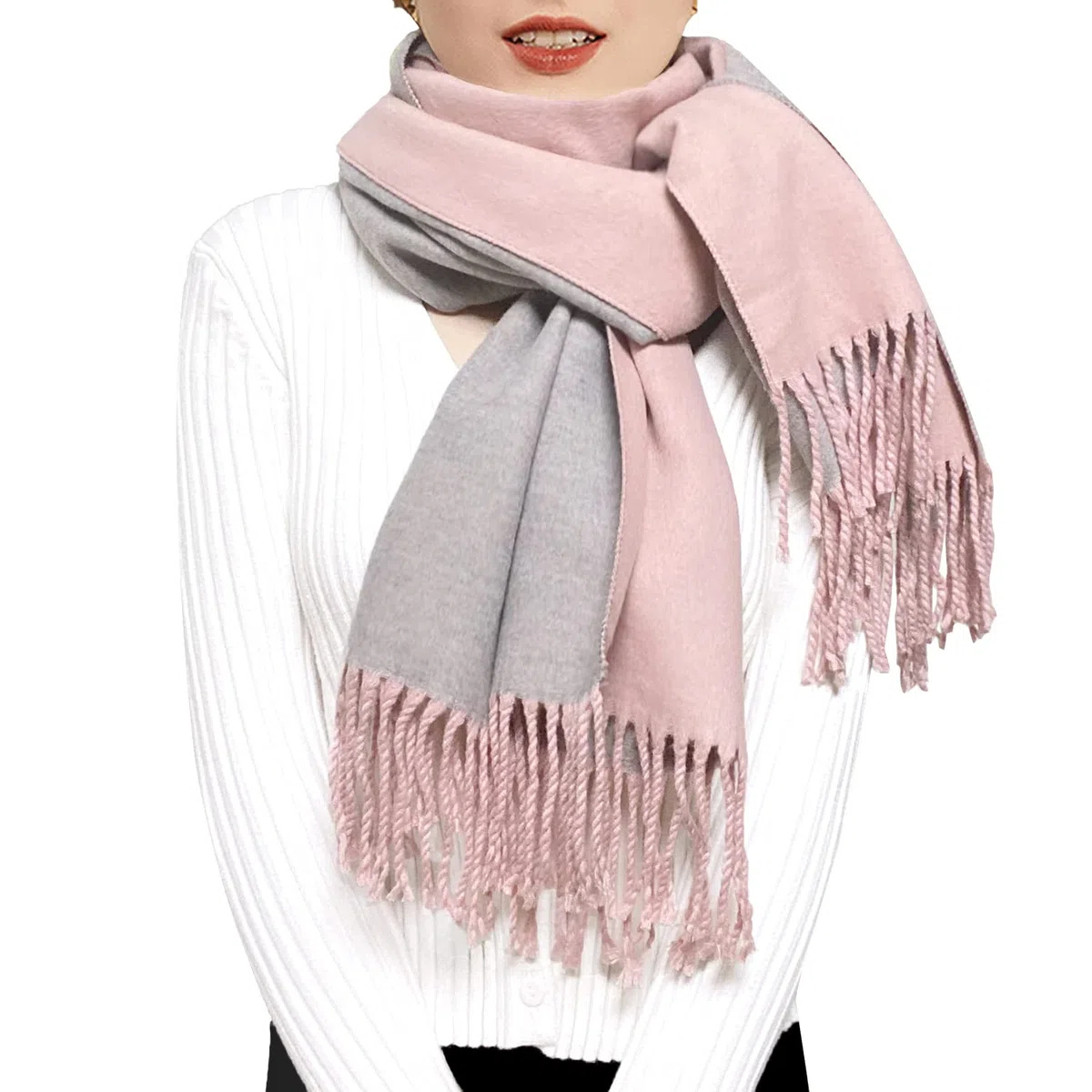 ehsbuy Sciarpe In Cashmere Per Donna Sciarpa e Scialli In Morbida Pashmina Reversibile Lungo Grande Inverno Caldo e Spesso Sciarpe Da Donna Con Nappa Per Matrimoni Regali