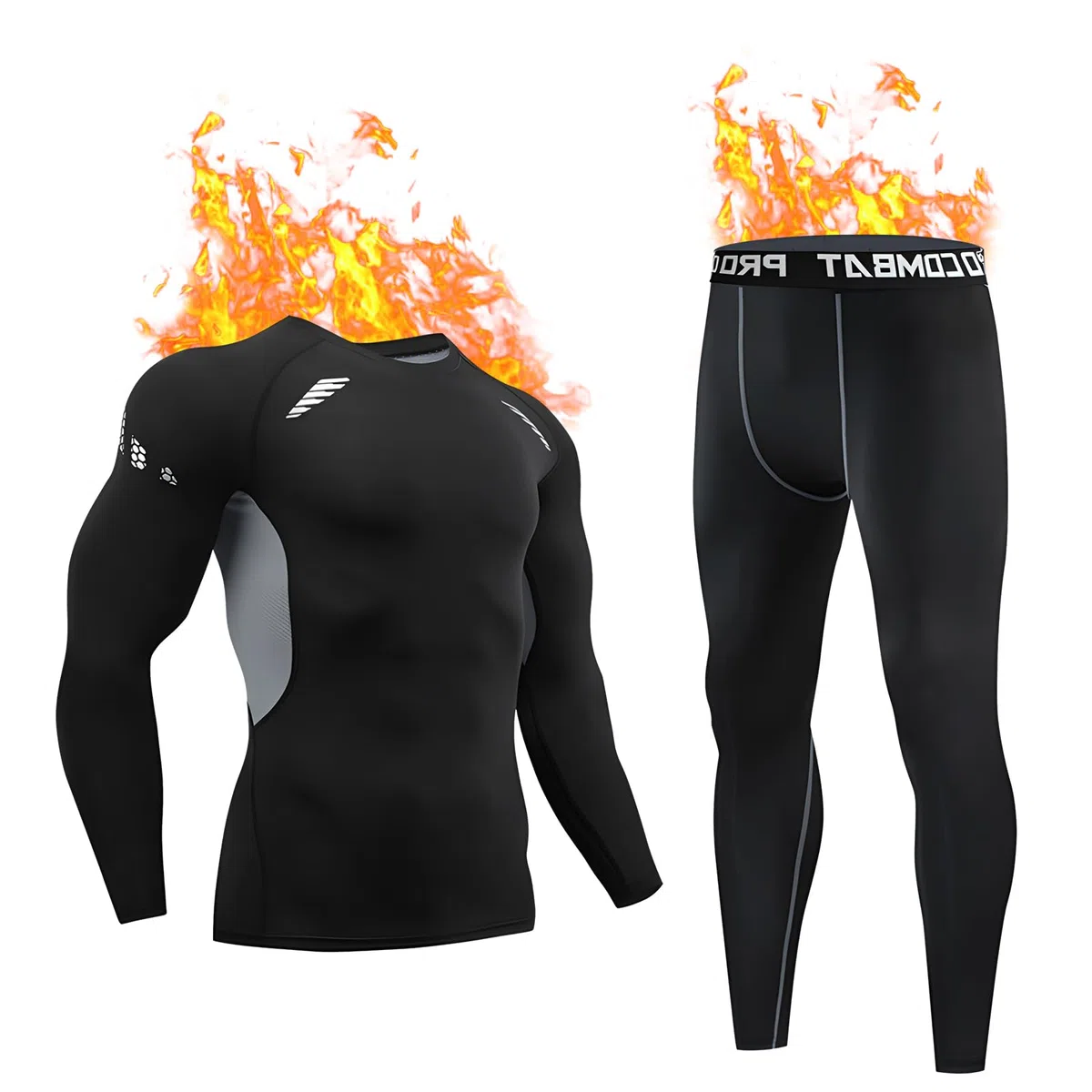 Lishang Biancheria Intima Termica Uomo Tuta Biancheria Funzionale Traspirante Maglia Intimo Termico Uomo Invernale per Sci Corsa Ciclismo Running Calcio