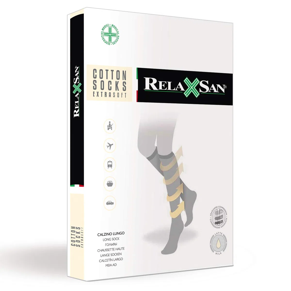Relaxsan 820M Calzini Unisex con fibra al latte compressione graduata 18-22 mmHg