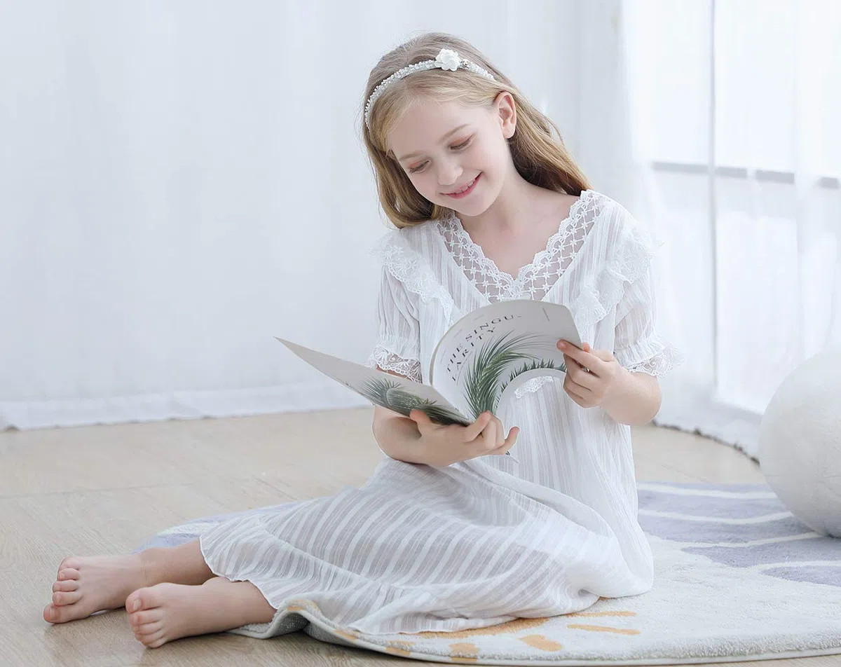 Camicia da notte vittoriana per bambine, vestito da notte da principessa, per bambine dai 3 ai 12 anni
