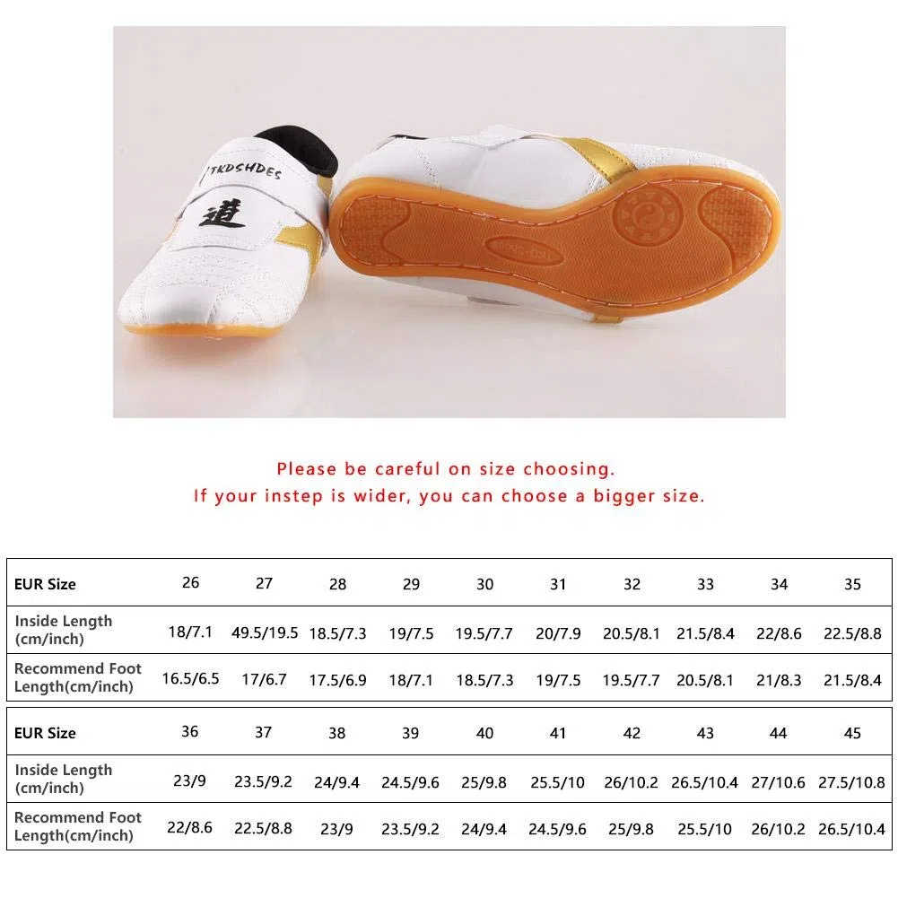 Scarpe Taekwondo Unisex, PU Suola in Pelle Morbida Taekwondo Scarpe per Ginnastica Taichi Boxe Karate Kung Fu