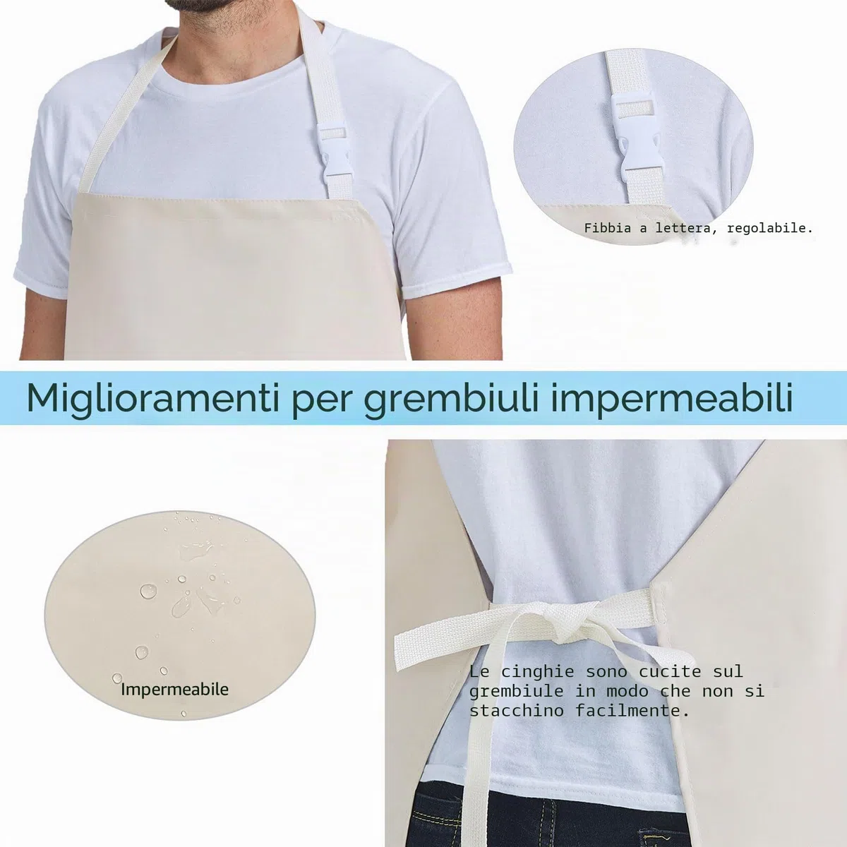Nanxson Grembiule impermeabile PVC doppio spalla zaino grembiule da lavoro regolabile per l'industria, servizio alimentare, macellaio, pulizia pesce CFS0004