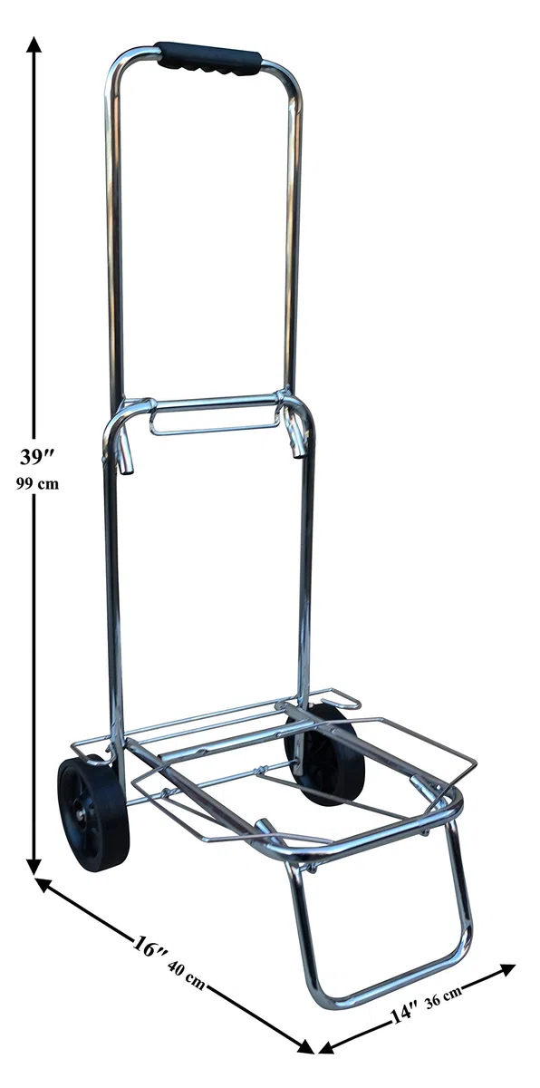 Acclaim Chrome Pieghevole Pieghevole Ciotole in Metallo Borsa Bagagli Carrello Carrello Carrello Maniglia Pieghevole Altezza 39"