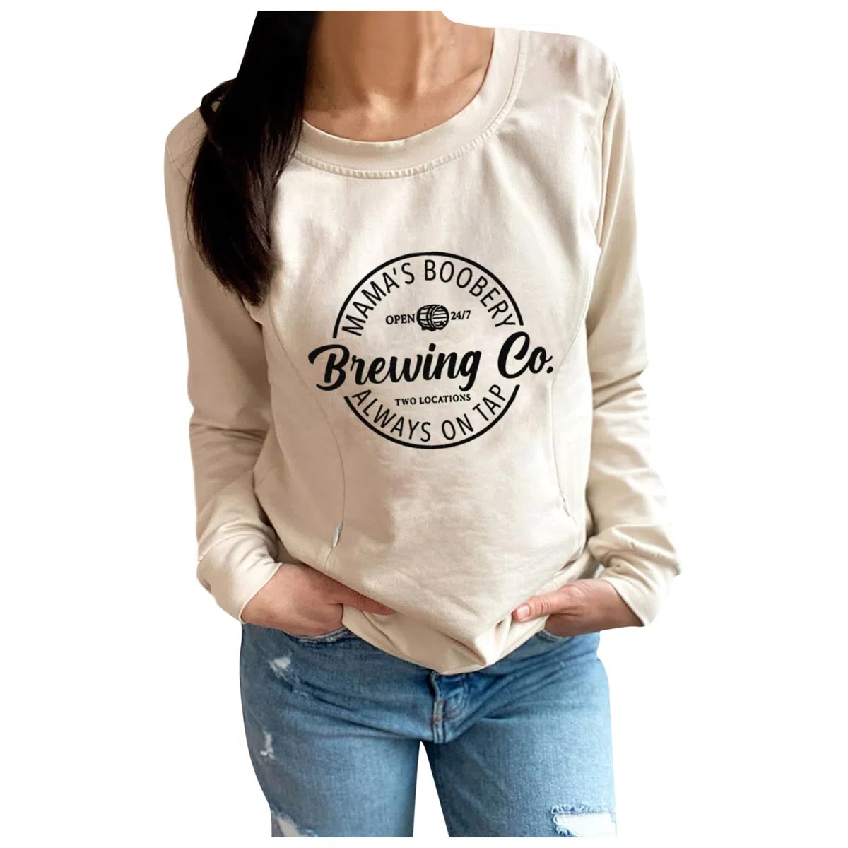 Felpa per Allattamento Premaman Causale da Donna Comoda Zip Pullover per Allattamento al Seno Top Maglione Boobery della Mamma Copri Infermieri