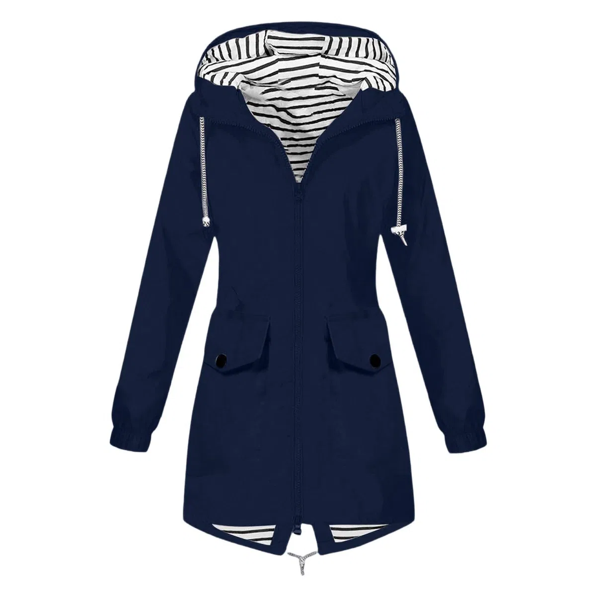 Generico Giacca Impermeabile Donna Leggera Giacca Antipioggia Antivento Lungo Trench con Cappuccio Traspirante Giacche a Vento Raincoat Softshell per All'aperto Campeggio Trekking