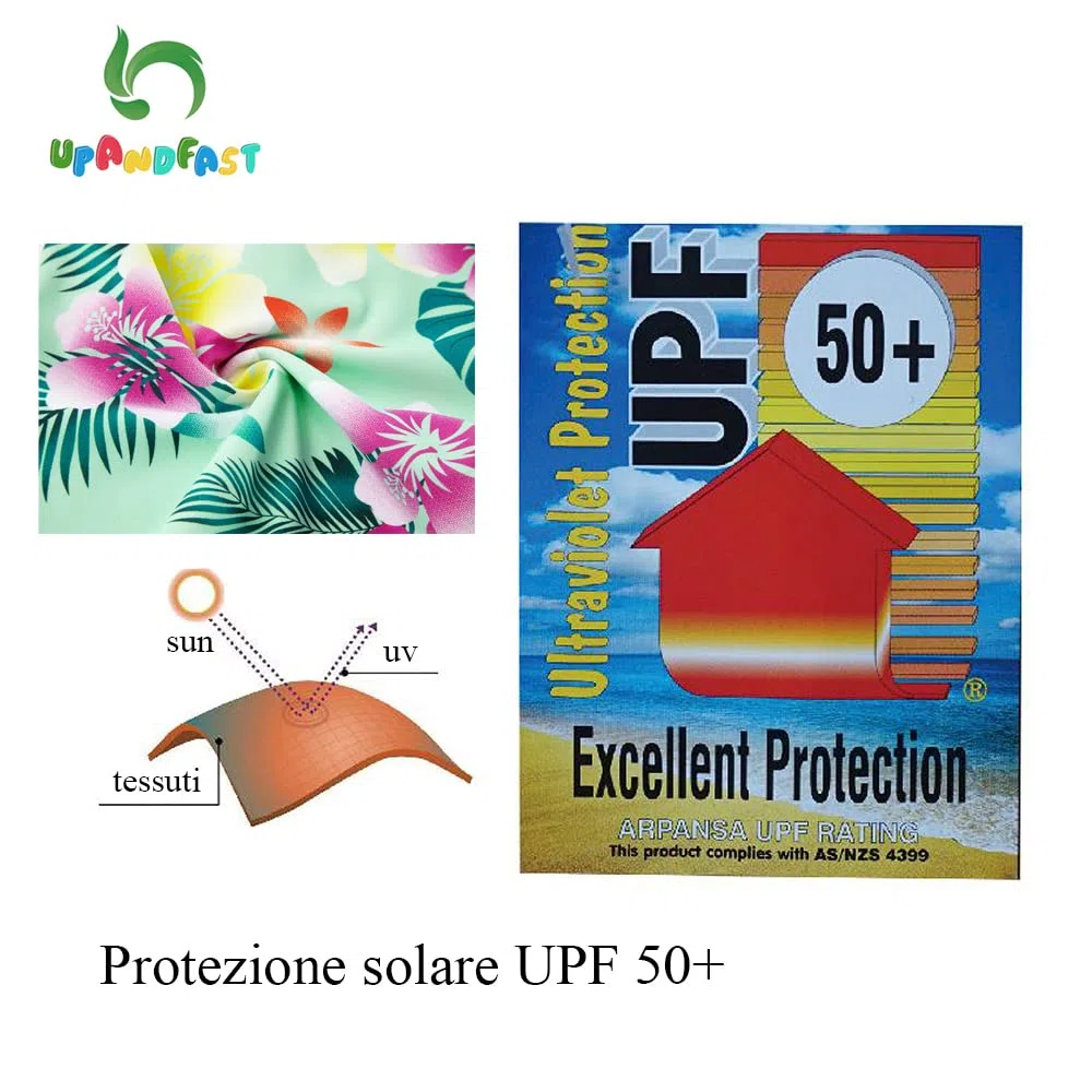 upandfast Costume da Bagno Intero per Neonate con Cerniera e Cappello da Sole UPF 50+