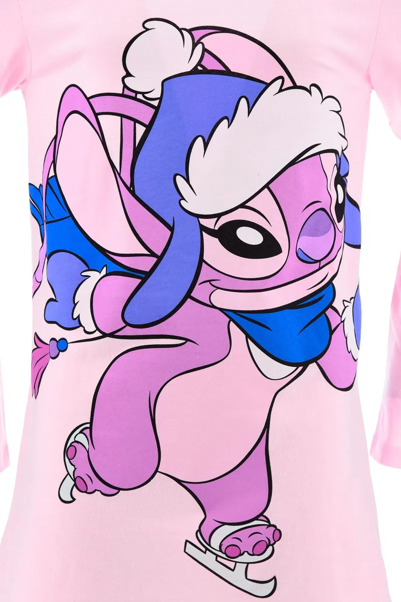 Disney Stitch Camicia da Notte Bambina Ragazza 10-16 Anni – Nightdress Rosa 100% Cotone Stampa Fronte e Retro – Manica Lunga – Licenza Ufficiale Idea Regalo Teenager