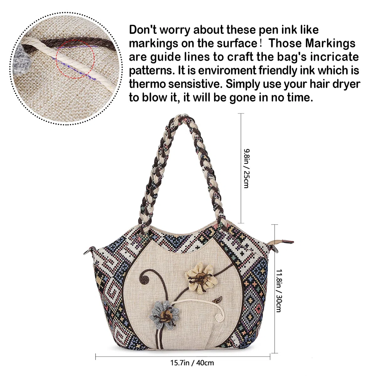Borsa a tracolla da donna, stile etnico, stile bohémien, borsa a tracolla per senzatetto. Borsa hobo per ragazza
