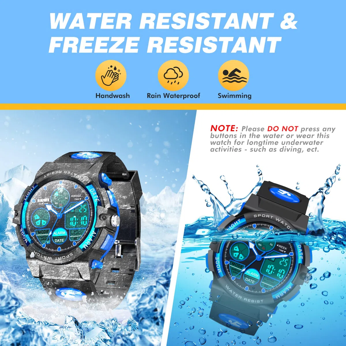 Dislocati Orologio Digitale Bambino, Orologio Sportivo Multifunzionale Impermeabile, Regali per Bambini e Ragazzi