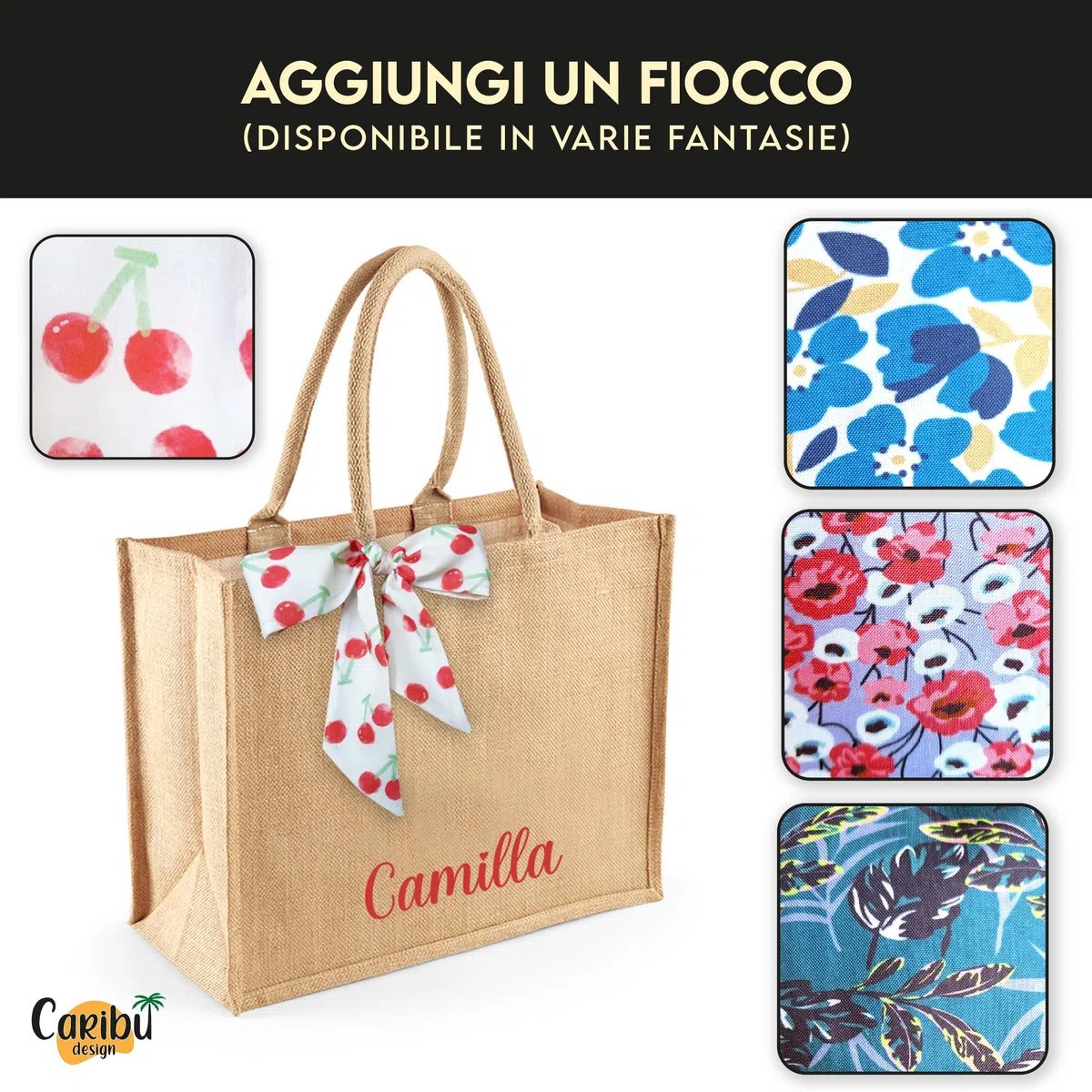 Borsa in Juta Personalizzabile con Iniziali o Nome Tote Bag Donna Grande 42x33x19 cm Estiva per Spiaggia Mare Personalizzata