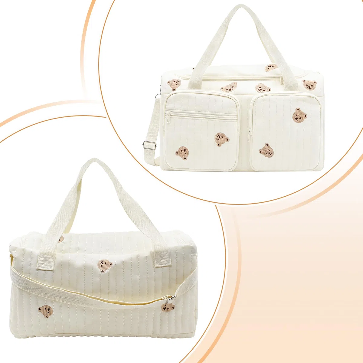 Borsa Parto Ospedale Mamma, Fasciatoio e Organizer Passeggino, Cambio Neonato Capiente, Borsa Mamma Multiuso in Cotone con Ricamo, 48 × 22 × 26 cm, per Ospedale, Viaggio e Pannolini