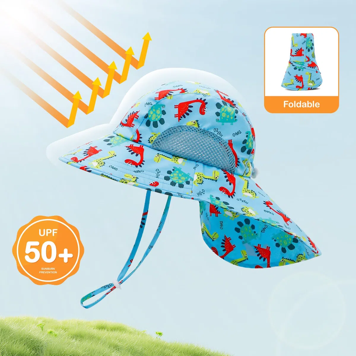 MASOCIO 2 Pezzi Cappello Neonato con Copricollo Cappellino Estivo Sole Bimbo Bambino Cappello Regolabile 6 Mesi-6 Anni