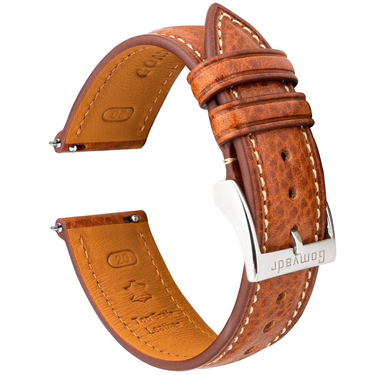 Cinturino in pelle conciata al vegetale, cinturino in pelle 20 mm, 16 18 19 20 XL 21 22 XXL