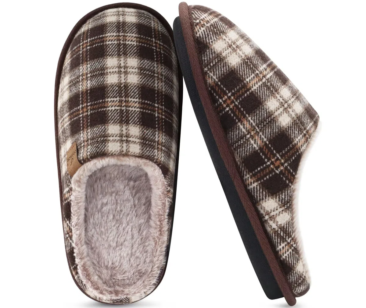 COFACE Pantofole da Uomo Invernali Plaid, Comoda Memory Foam Calde Scarpe da Casa in Lana con Suola Antiscivolo 40-49