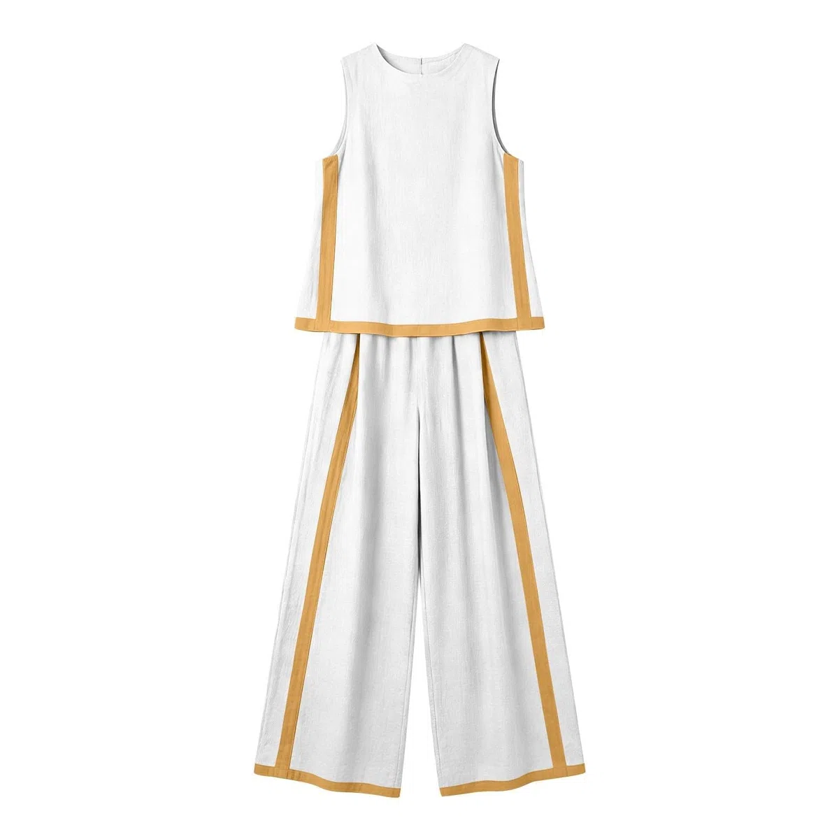Tuta Estiva Donna Senza Maniche Cotone Set Completo Estivo 2 Pezzi in Lino Canottiere e Pantaloni Completi Estivi Curvy Casual Elegante Larghi Abbigliamento Estive Spiaggia per le Vacanza