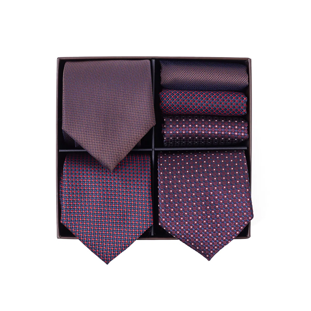 3 Pezzi Cravatta Uomo elegante + 3 Pezzi fazzoletto da taschino uomo, Set uomo con confezione regalo, Cravatte e Pochette Classiche