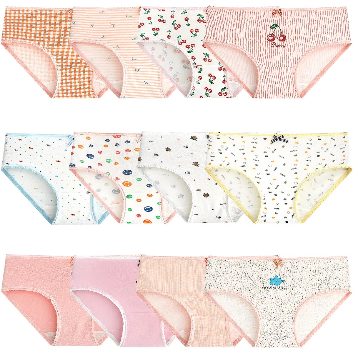 Adorel Mutande Cotone Slip Intimo Ragazza Pacco da 12