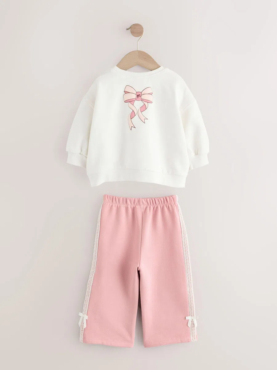 NEXT Ragazza Completo Barbie con felpa e joggers a gamba larga