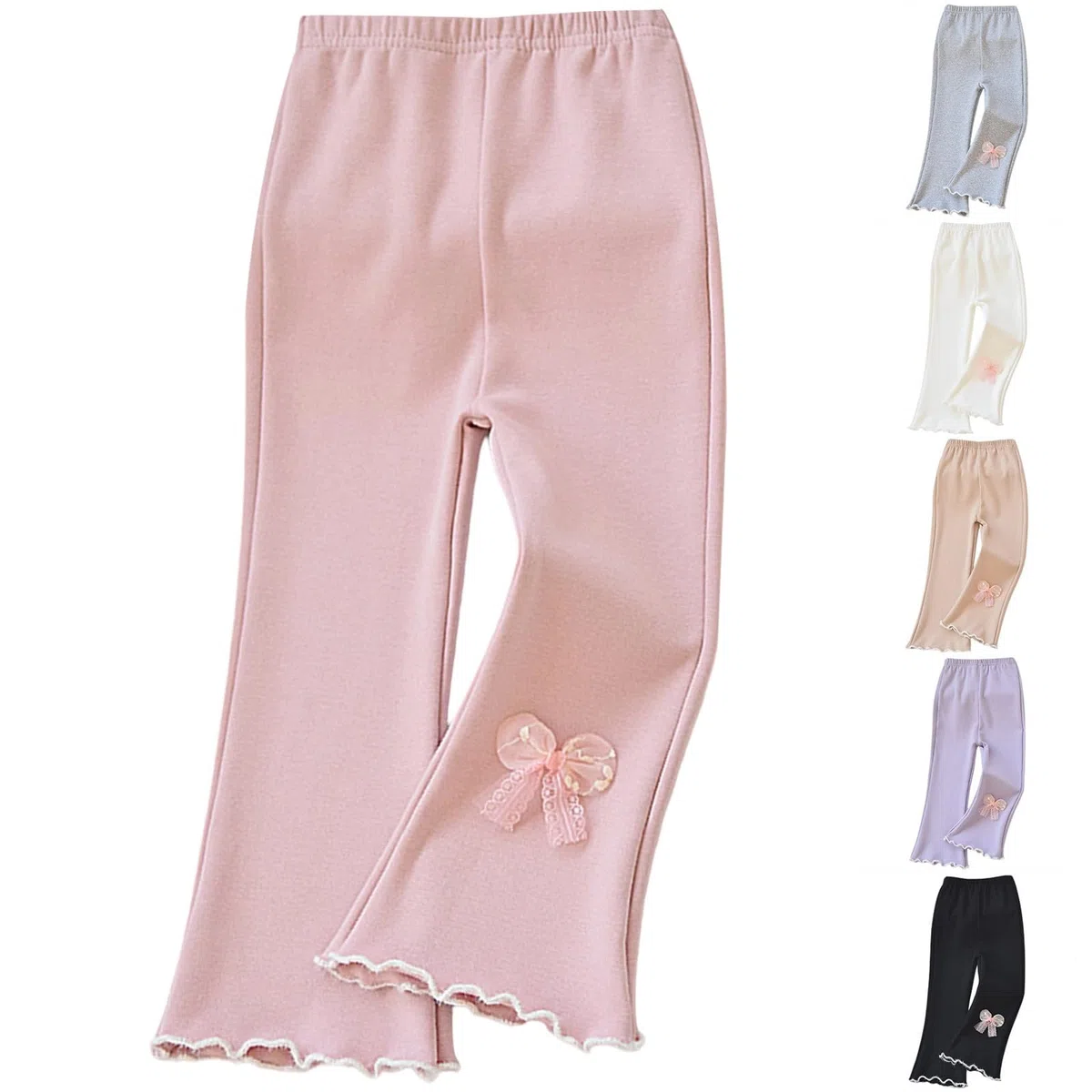 Generico Pantaloni a zampa da ragazza, in cotone, flared yoga, leggings con tasche, per bambini, caldi e confortevoli, per bambine dai 2 ai 10 anni