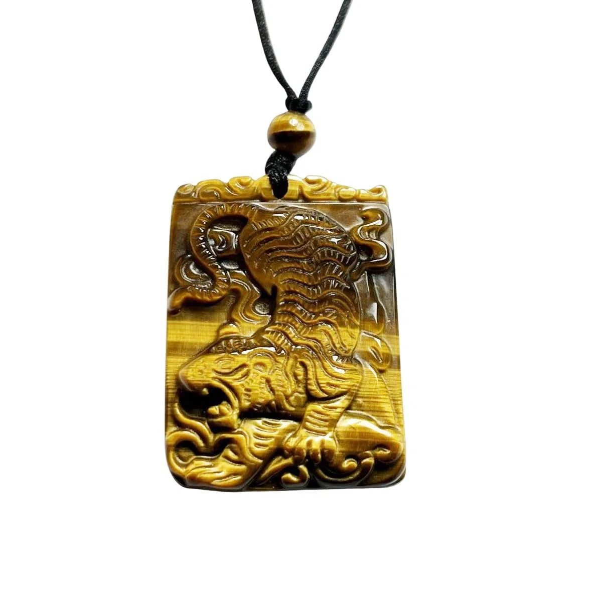 Collana Collana con Tigre in Pietra Occhio di Tigre Naturale Collane Animali for Uomo Donna, Regolabile